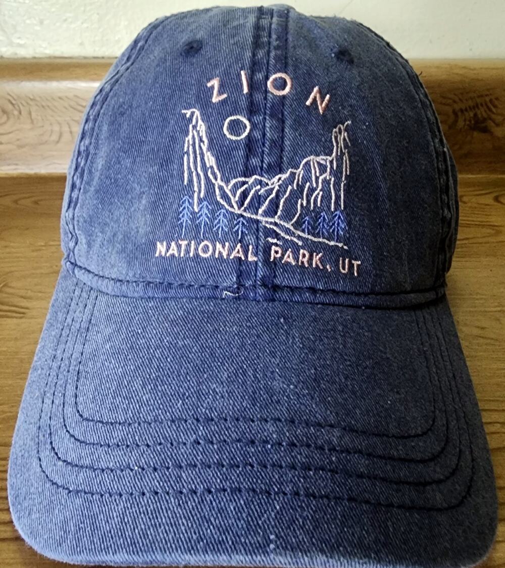 Zion National Park UT Embroidered Cap Baseball Hat Denim Color & Floral New